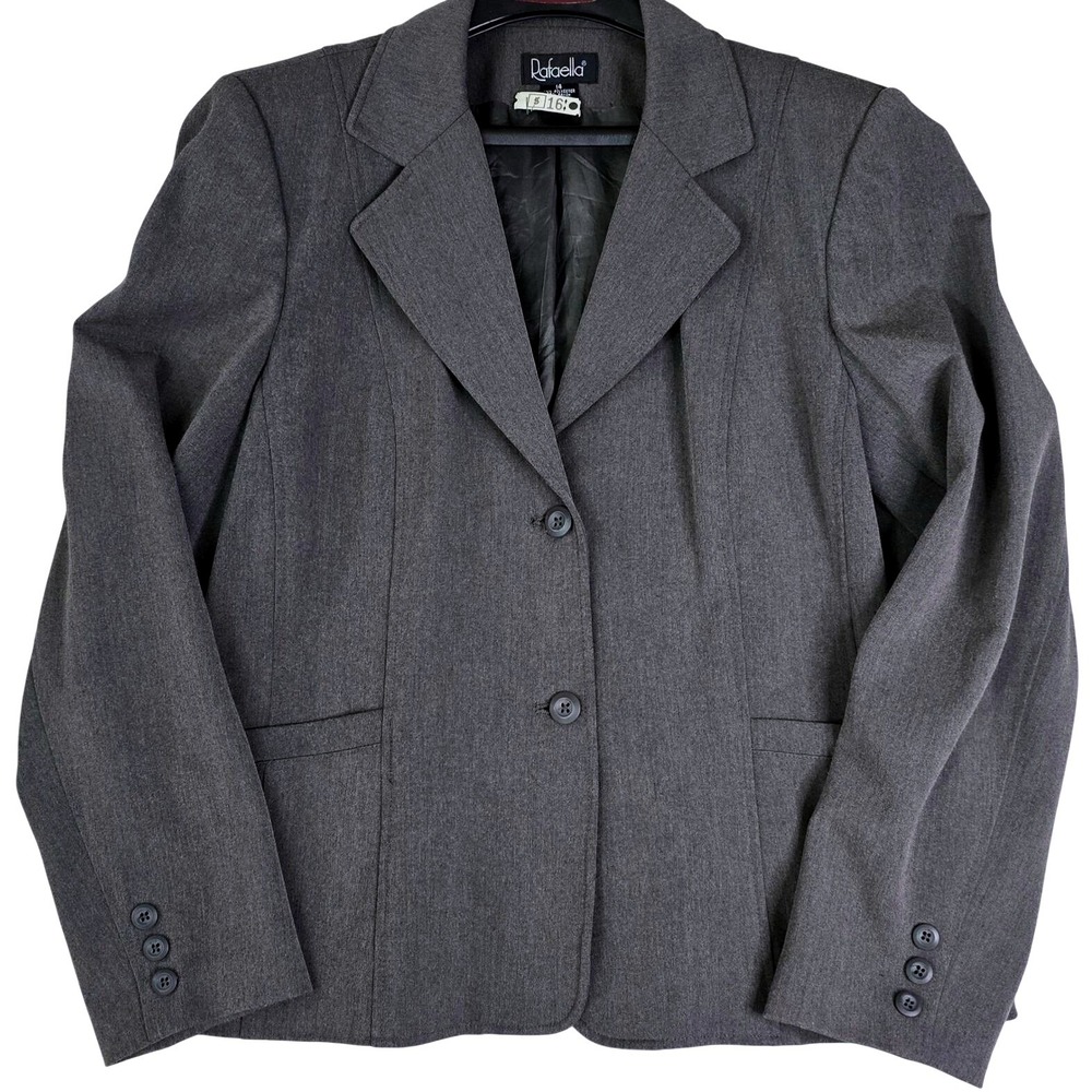 Rafaella Womens Size 14 Gray Blazer Suit Jacket Professional Career Workwear